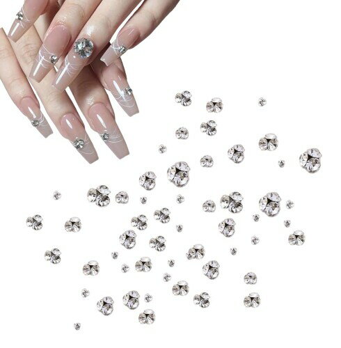 (LUYING) ネイルパーツ ラインストーン 60個セット ハンドメイド ごうきんガラス製 キラキラネイルジュエリー 3 D立体ネイル りったいとうめいせき（6種類）