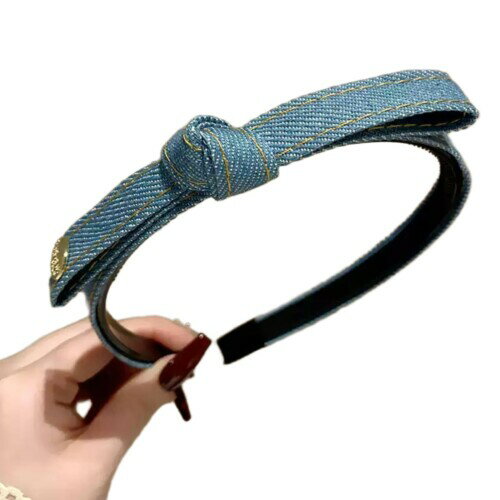 カチューシャ 痛くない デニム生地 リボンデザイン 手作り ヘアバンド 軽量 おしゃれ 女性 ヘアアクセ..