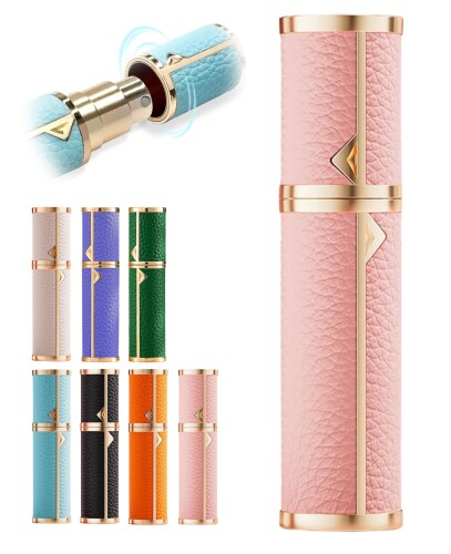 SINNMAO アトマイザー 香水底部充填 ミニ ポータブル クイック 香水噴霧器 ワンタッチ補充 漏れない コンパクトデザイン 小分けボトル 旅行 デート 仕事 男女兼用 (A8-ピンク)