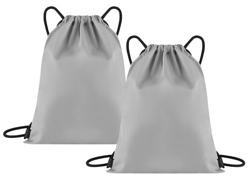 HomeFirst 巾着袋 防水 旅行用品 濡れた服 水着 収納ポーチ 靴袋 撥水 温泉バッグ 引き紐仕様 ナップサック 防塵収納袋 引きひも袋 トラベルポーチ 折り畳み式 引越し 衣替え 出張 グレー (4