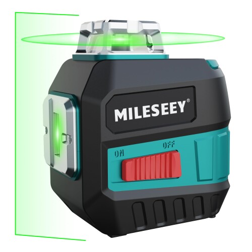 MiLESEEY レーザー墨出し器 グリーンレーザー 25m作業範囲 コンパクト 自動補正機能 輝度調整可能 充電式 磁気ホルダー付き 日本語説明書付き (5ライン)