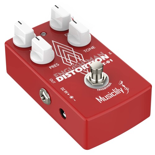 Musiclily Pro Classic English Distortion ギターエフェクター DC 9V アダプター電源エレキギター/ベース用トゥルーバイパス、クラシック・イングリッシュ・ディストーション