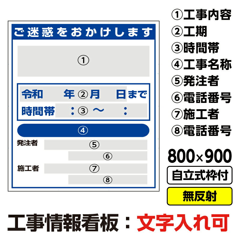 工事看板 道路工事情報看板 国土交通省 800X900 無反射