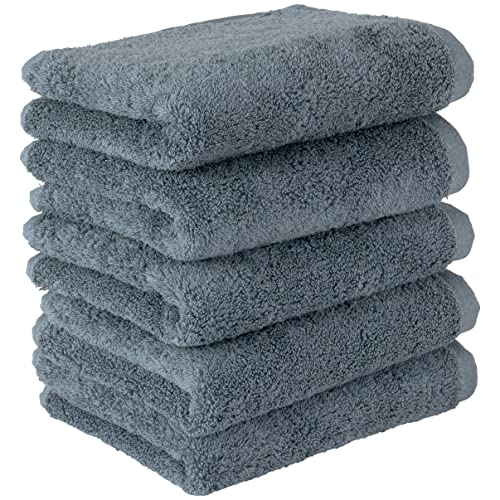 タオル研究所 [ボリュームリッチ] フェイスタオル スモーキーブルー 5枚セット ホテル仕様 ふかふか 高速吸水 綿100% 耐久性 毛羽落ち少ないのサムネイル