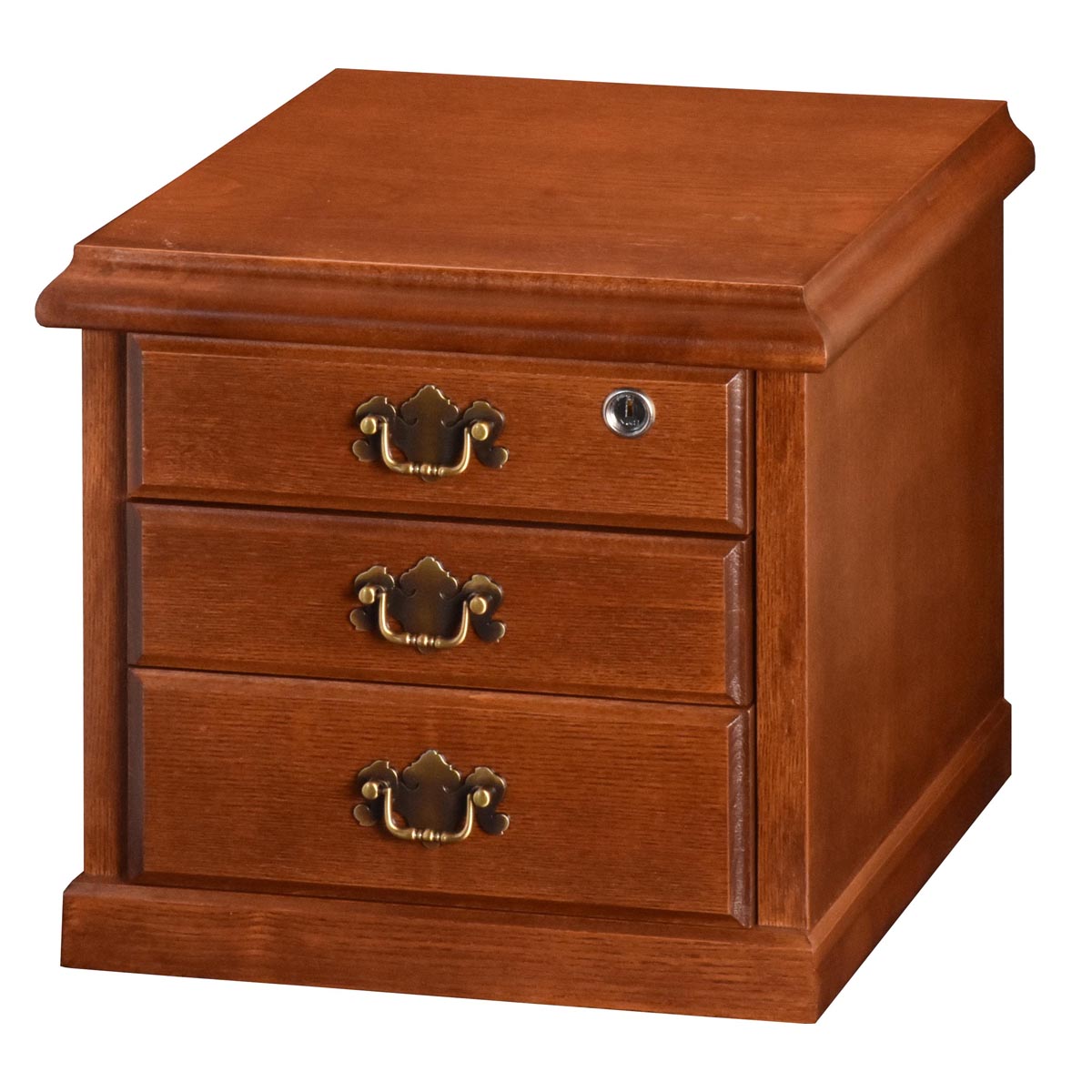 鍵付きチェスト 3段 ブラウン 日本製 完成品 送料無料 A4収納 T1850