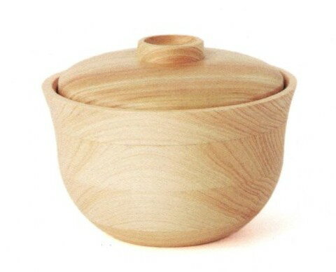 木製 どどん どんぶり型　白木 ブラウン色 ナノコート塗装 蓋つき　日本製 送料無料