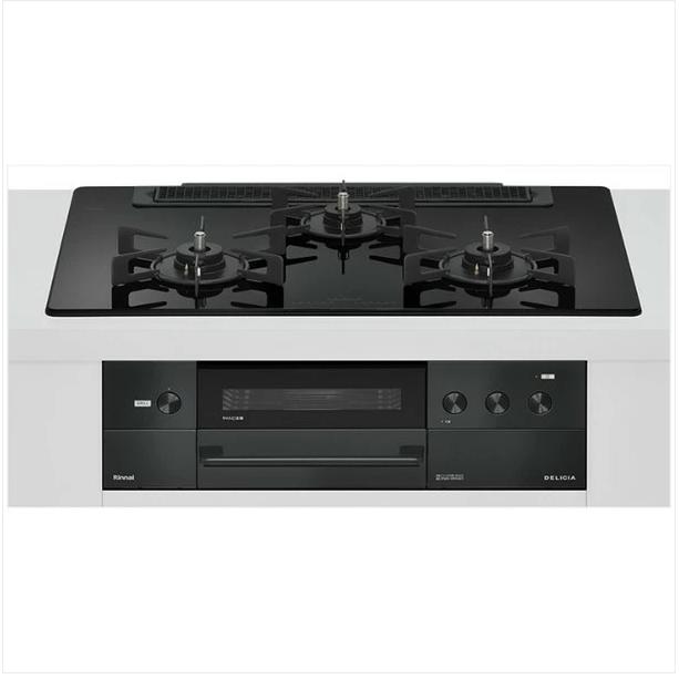 Rakuten - リンナイ RHS71W38M11RNBW ザ・ココットラウンド付属 デリシア ガラストップ天板 ナイトブラック グリル排気口通常 ホーローごとく 75cm ビルトインコンロ オーブン接続有 3V乾電池 レンジフード連動タイプ