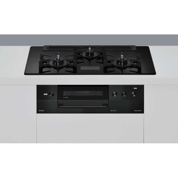 Rakuten - リンナイ RHS71W38M17VCBW ザ・ココット付 デリシア ガラストップ天板 クリスタルブラック グリル排気口通常 ホーローごとく 75cm オーブン接続有 AC100V電源 レンジフード連動タイプ ビルトインコンロ