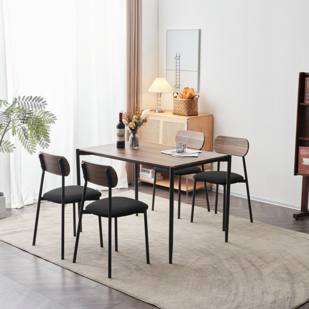 ダイニングテーブルセット4人用 5点セット ダイニング セット スチール 食卓 チェア4脚 幅110 コンパクトサイズ 4人掛け おしゃれ [2]