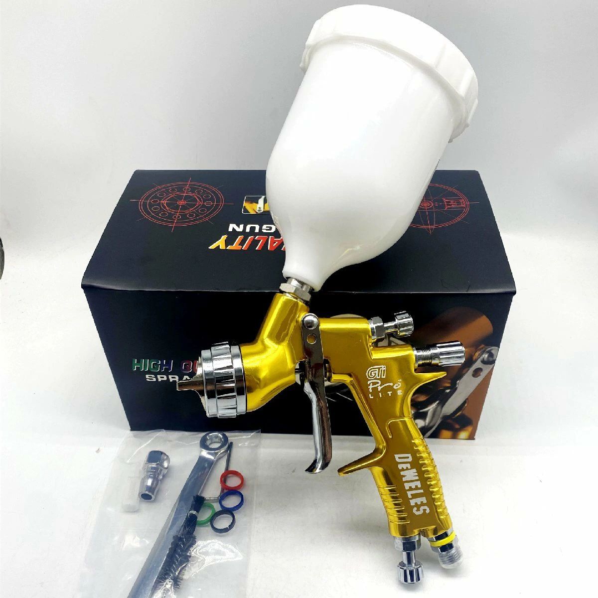 プロ用 エアスプレーガン カー塗装 スプレーガン DIY 軽量472g 1.3mmノズル 分解簡単 重力式 各種塗装作業に 自動車補修専用