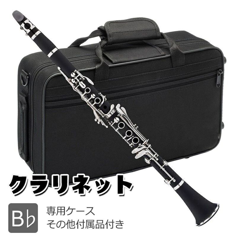 本商品は華やかな印象の中に重厚感と威厳をもった外観と仕様。人間工学に基づいた新形状で、自然なキータッチを実現でき、キー形状と軟物のタッチ感が向上。木製のクラリネットですと、管体の割れなど管理やメンテナンスの面で初心者には扱いづらい場合もある為、あえてABS樹脂を採用。野外での演奏にも活躍します。熱や湿気に強く屋外など様々なシーンで安定した演奏を愉しめる、ABS樹脂ならではのバランスが整ったモデルです。圧倒的なコストパフォーマンスを実現できる。まろやかで暖かい音色が特徴のクラリネット。低音域から高音域まで、広い範囲で表情豊かに響く。初心者の方の入門用としてはもちろん、経験者の方の練習用機としてもおススメしています。カラー：ブラック主材料：ABS＆キュプロニッケルメッキニッケルトーン: Bbアイテムの重量: 728g / 1.6Lbパッケージサイズ: 34 * 22 * 12cm / 13.3* 8.6 * 4.7inパッケージの重量: 2000g / 5Lbパッケージリスト：1 * 本体（マウスピース リード付き）1 * バレル1 * アッパージョイント1 * 下関節1 * ベル1 * ペア 手袋1 *コルクグリース1 * ミニドライバー1 * クリーニングクロス1 * パッド入りケース