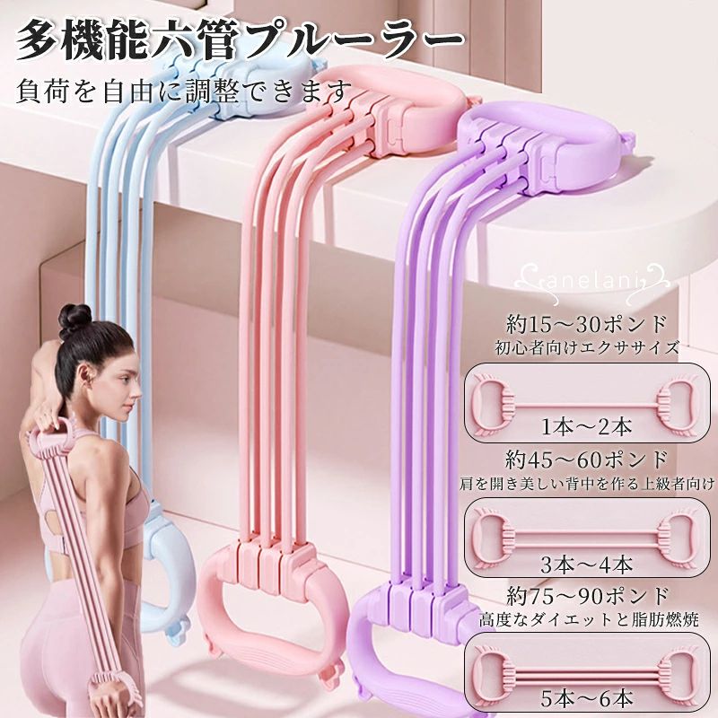 【楽天1位】チューブ 強化 筋トレーニング 筋トレ 背筋 ゴム製 負荷調節可 6連式 ...