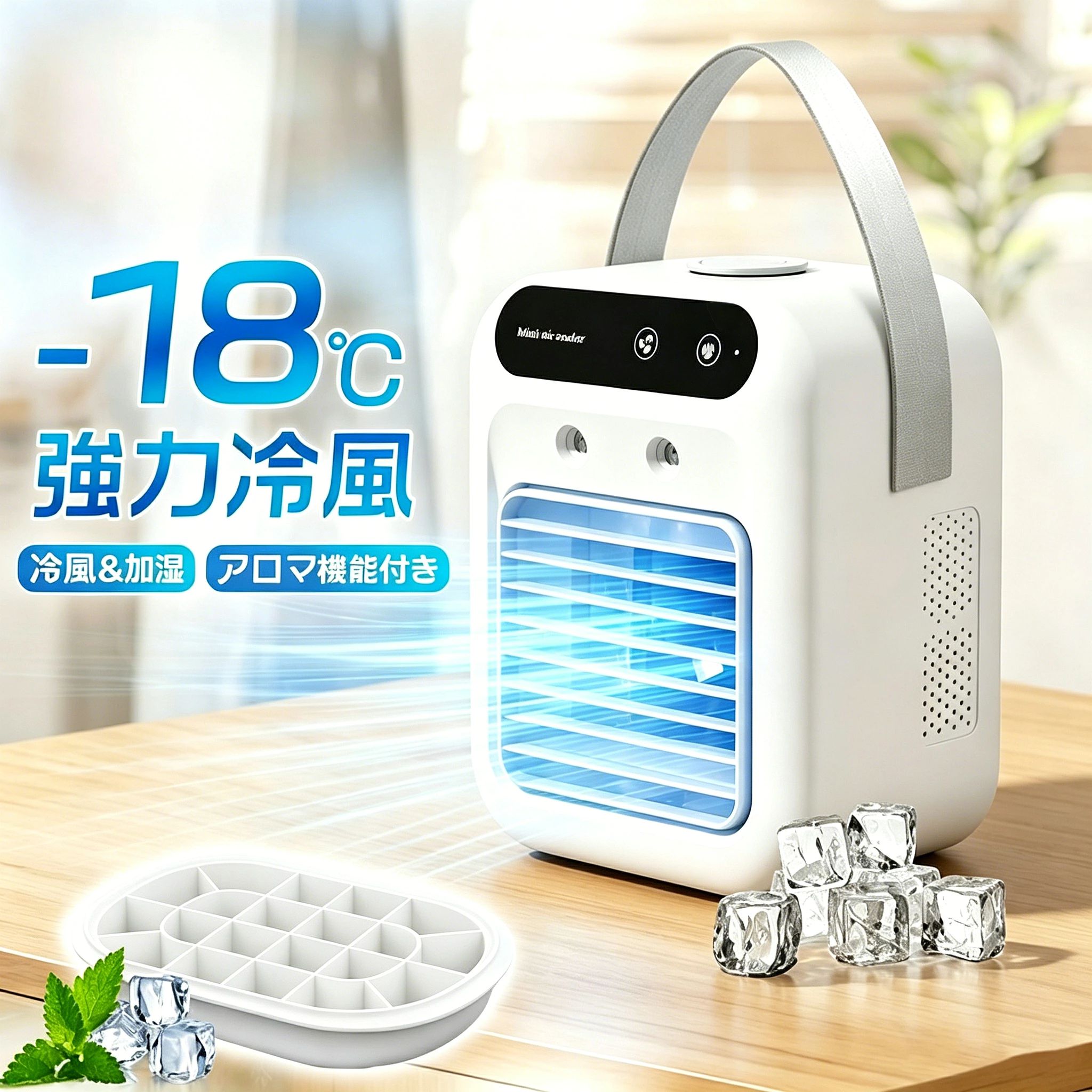 2026年最新モデル 冷風機 卓上扇風機 パーソナルクーラー 冷風扇 卓上クーラー 卓上クーラー 小型エアコン ポータブルクーラー usb充電式 加湿機能 携帯冷風機 強風 静音 500ML大容量 氷 涼しい 空気清浄 省エネ 軽量 寝室 リビング オフィス 家庭用 暑さ対策 熱中症対策
