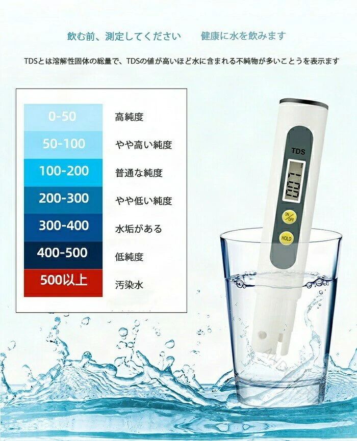 誕生日 水質テスター プレゼント テスター 試験 水質検査キット TDSテスター 水質...