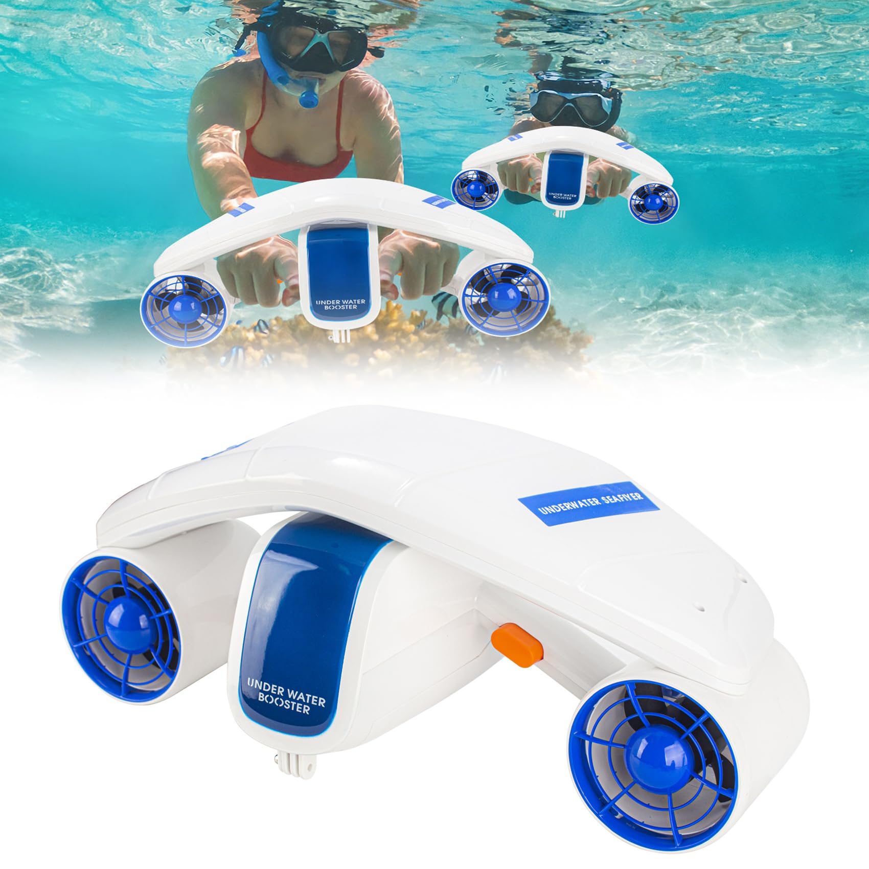? 【バッテリー】：強力な7500mAhリチウムバッテリーを搭載し、水中スクーターに安定した長時間の電力サポートを提供します。? 【強力な推力】：小型、強力なパワー、個別推力6KG、合計推力12KG。セーフティスマートボタンを押すと徐々に加速します。? 【2速度調整可能】: 2速度機能により、ユーザーは自由に速度を選択できます。1速度は1m/s、耐久時間は50分、2速度は1.6m/s、耐久時間は30分です。 、さまざまなダイビングのニーズに対応します。? 【取り外し可能なブイチャンバー】: 取り付け後、深さ5メートルに潜ることができ、シュノーケリングやプールでの使用に適しています。分解すると水深20メートルまで潜ることが可能です。? 【多機能ディスプレイ】：2.8インチディスプレイを搭載し、電力、水温、水深、機器などの重要な情報を表示できます。【速度調整可能なシュノーケリングアシスタント】防水ボタンデザイン。 2段階速度調整、機械作業時間：約30分〜50時間（速度設定による）【最大深度】20Mの水中ダイビングスクーターには200-480W DCモーターが搭載されており、より高速です。 浮力は調整可能で、水面または水深20メートルまでの場所で使用できます。 自己充填式バラストハルを装備しており、ほぼ瞬時に中性浮力が得られます。【スマート充電】スマート3ステップ充電器、バッテリーは簡単に取り外し可能、電圧：22.2V。 容量: 7500mah;入力: AC100-240V。 50/60HZ。 バッテリーエネルギー: 166.5WH。充電時間は2.5時間。【環境に優しい】水域を汚染せず、海洋生物に害や干渉を引き起こさず、より没入型のダイビング体験をもたらします。【幅広い用途】子供たちが水中の楽しさを感じるだけでなく、大人も水中世界を探検するように導きます。 ダイビング、シュノーケリング、水泳などの水中アクティビティも素晴らしい水中旅行を提供します。【取り付け可能なアクションカメラ】ほとんどのアクションカメラと互換性があります。水中写真の負担を軽減し、水中の世界を間近で観察してみましょう。【8重の保護機構】充放電保護、機械セルフテスト、バッテリー低下アラーム、安全ロック、過電圧保護、過電流保護、ジャミング保護、過熱保護。品質サービス:1、 当社の製品に問題がある場合は、お気軽にお問い合わせください。2、輸送中に多少の衝撃が加わる可能性がございます。万が一不具合や破損などがございましたら、部品の再送など対応させていただきますので、お気軽にご連絡くださいませ。3、商品が多いため、発送時に説明書をお送りし忘れることがございます。万が一、説明書が届いていない場合や、商品組み立てに関してご不明点がございましたら、お手数ですがご連絡いただけますようお願い申し上げます。電子版の説明書を再送させていただきますので、どうぞご安心ください。お客様にはご理解いただきますようお願い申し上げます。お客様のご支援が、私たちの励みとなっております。