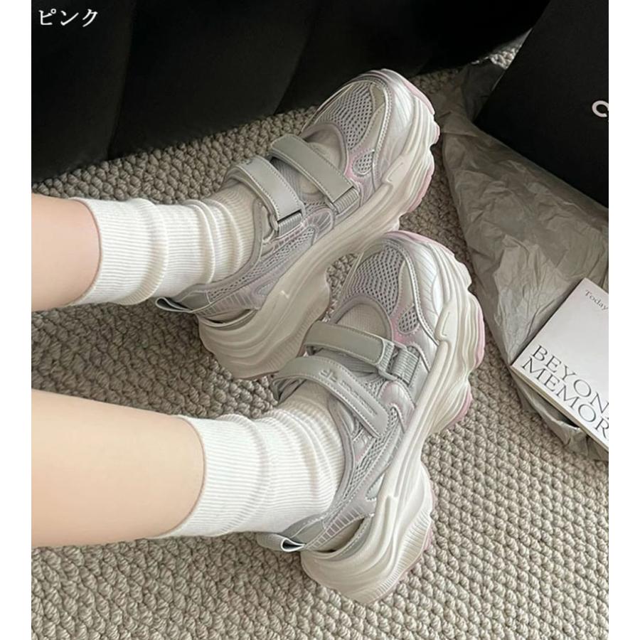 ashisuto13のレディース 厚底スニーカーサンダル メッシュ 通気性 ベルクロ 軽量 痛くない 疲れない 履きやすい 歩きやすい 春夏 カジュアル 婦人靴 ギフト 送料無料｜アングル3
