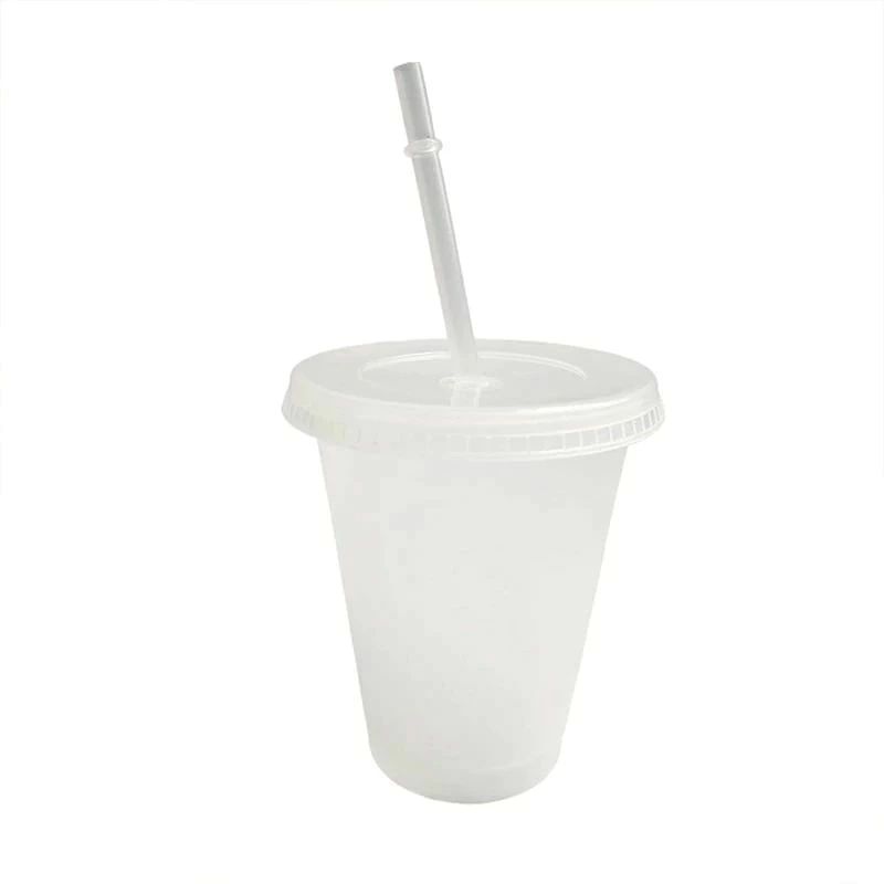 食品グレード タンブラー 再利用可能 PP 蓋付き 食器 ストローマグ 水筒 飲料用