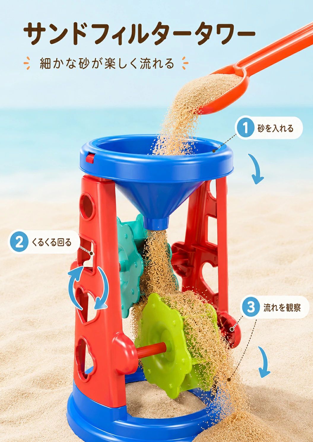 ashisuto13の砂遊びおもちゃ 19点セット ビーチトイ バケツ ジョウロ スコップ ふるい 動物型 海遊びセット 子供用 幼児 砂場 おもちゃ 男の子 女の子 誕生日 プレゼント 夏 ギフト 海水浴｜アングル2