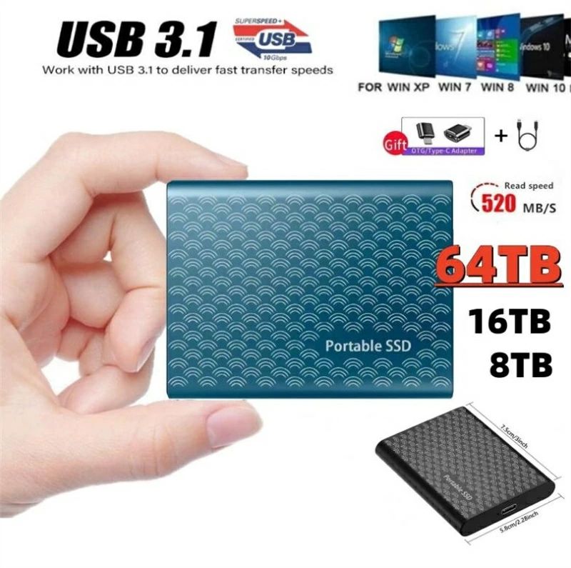 【 SALE】SSD 1TB 外付 ポータブルSSD 外付けハードディス USB-A/USB-C両対応 500GB 超薄型ポータブル ハードディスク 2TB USB3.1 Type-C 対応 スマホ互換可 耐衝撃