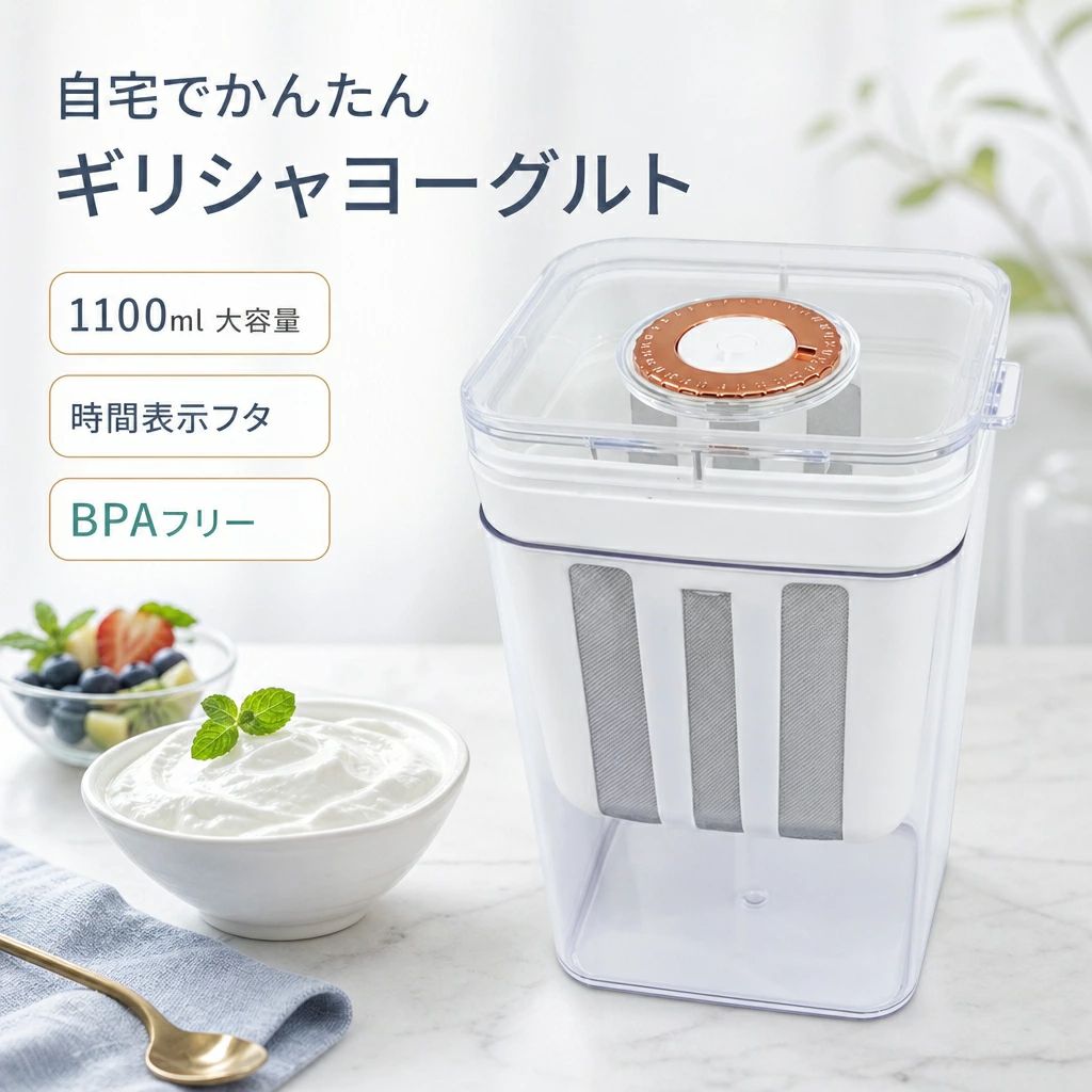 ヨーグルトストレーナー 水切り容器 ギリシャヨーグルト メーカー タイマー付き蓋 乳清分離 ざる フィルター キッチン用品 大容量 1100ml BPAフリー 細かいメッシュ 浄水器 コーヒー 茶 ナッツミルク 多機能 コンパクト 収納便利 おしゃれ 人気