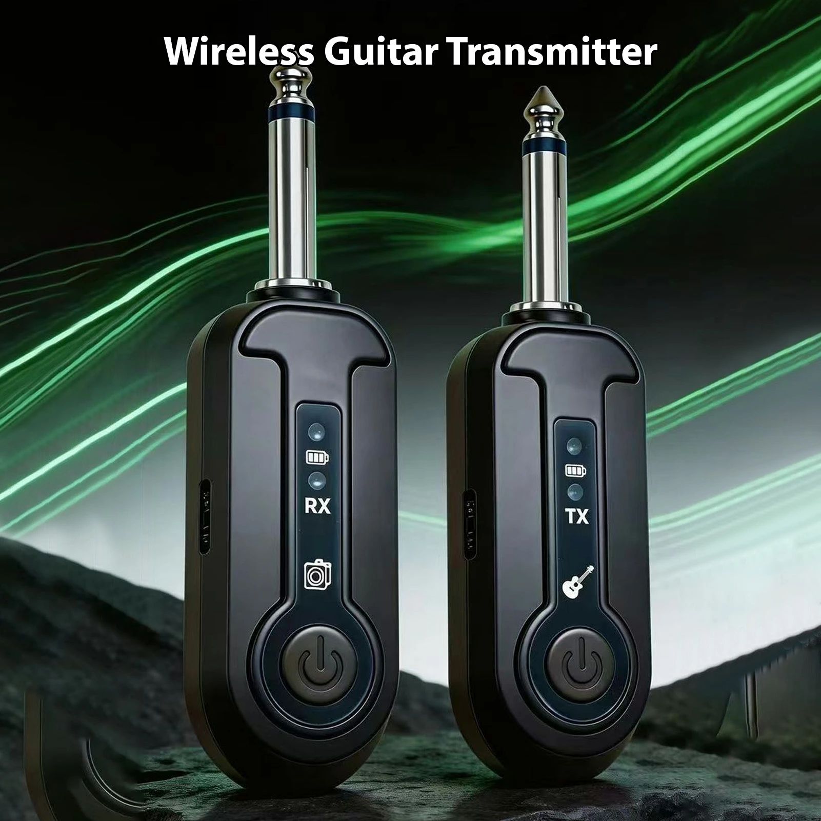 ワイヤレスギターシステム 1対2 6.5mmプラグ 150m範囲 自動ペアリング 900mAh タイ...