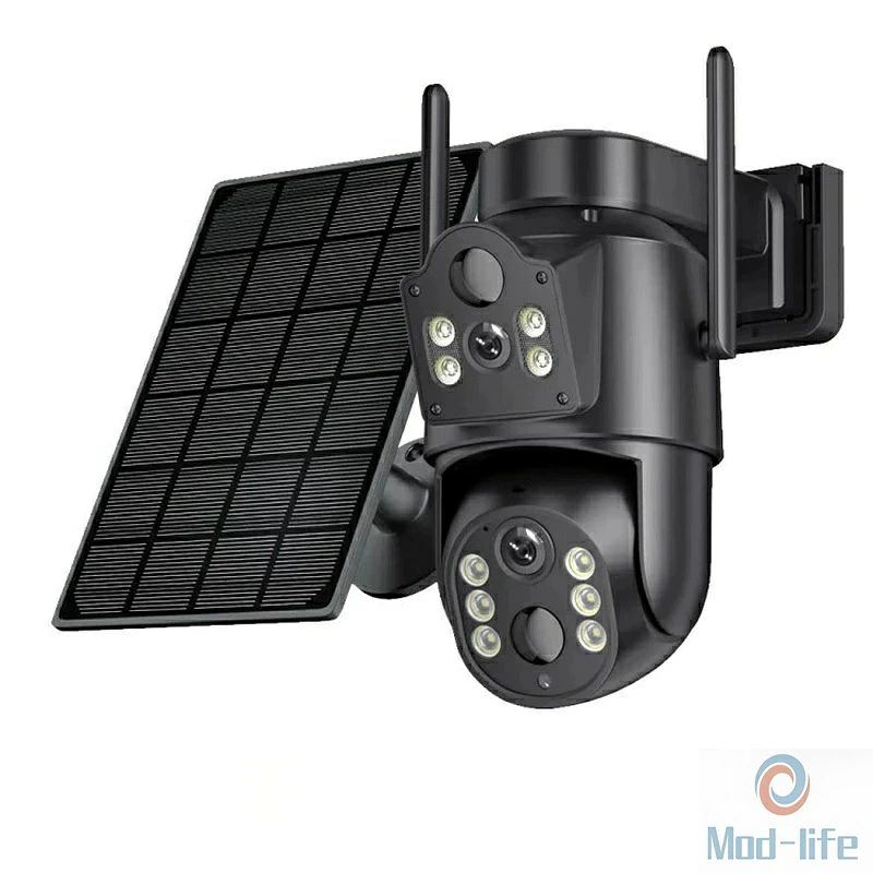屋外防犯カメラ ワイヤレス WiFi対応 ソーラー給電 自動追跡 動作検知 デュアルレンズ 双600万画素 フルHD 防水防塵 夜間監視 スマホ連動 2画面表示 防犯カメラ 家庭用 ashisuto13-10017130 ashisuto13 サンプル画像3