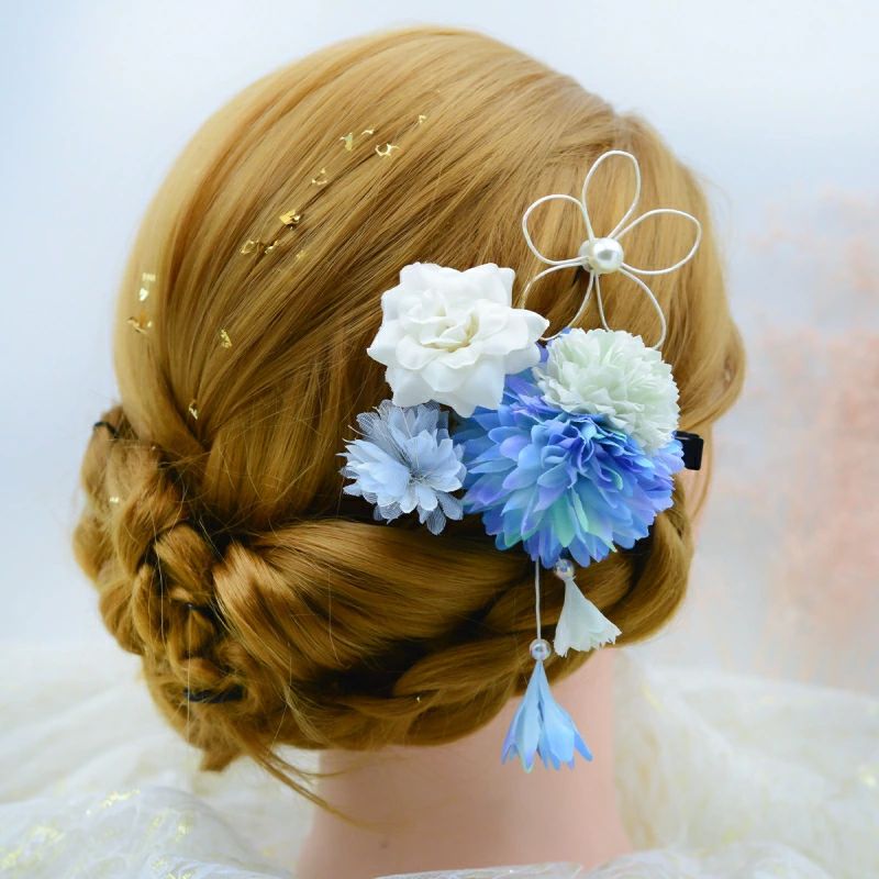 浴衣 髪飾り 4本セット かんざし ヘアアクセサリー 花 着物 結婚式...