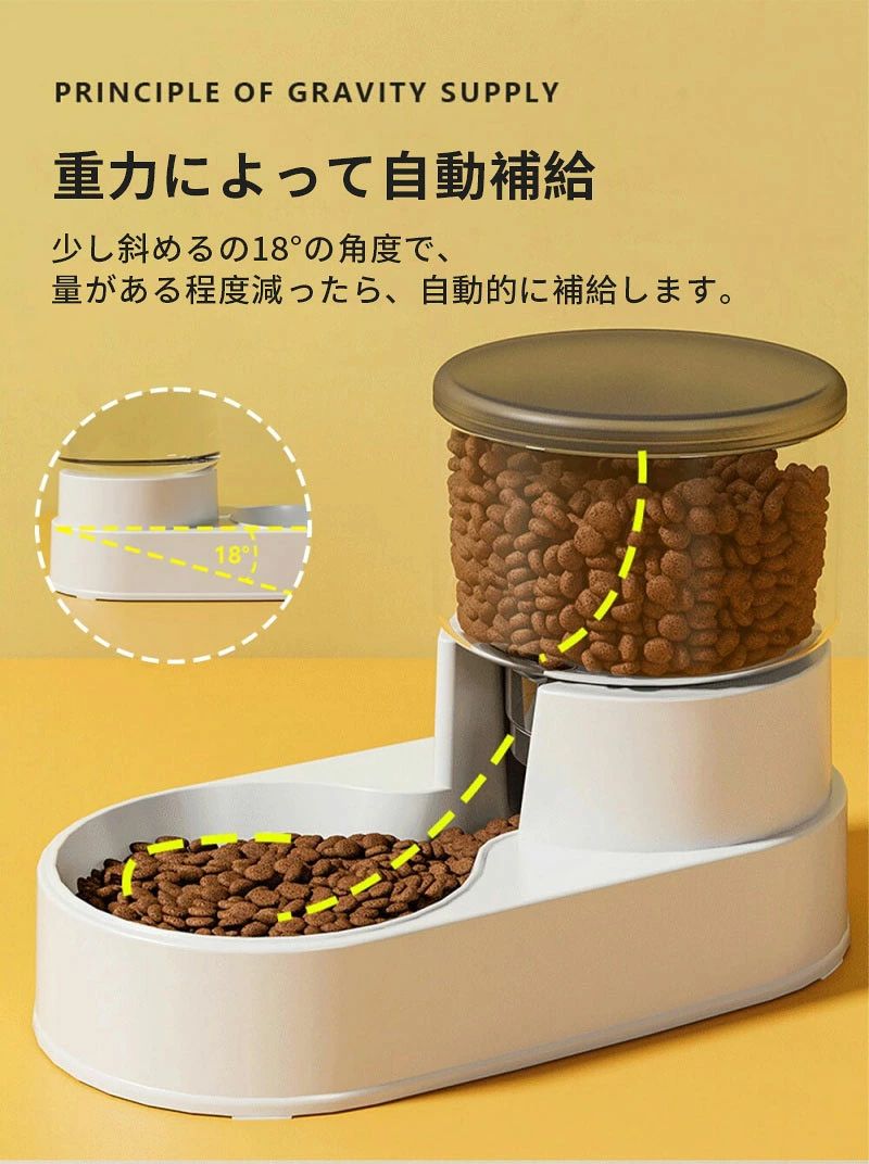 ペット 自動給餌器 自動給水器 猫 犬 兼用 大容量 自動 犬 ペット 給水 餌やり 水やり 透明 丸洗い