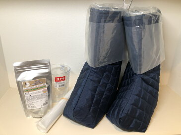 温ぽんONPON ネイビー 足湯長靴セット ふくらはぎまで温める 軽量 携帯型足湯 フットケア 冷え症対策 むくみ改善 足元ぽかぽか キルト素材 足温器 足湯長靴 足湯用入浴剤付き