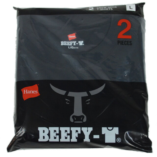 HANES ヘインズ パックtee BEEFY-T (2枚組) 【H5180-2】 BLACK