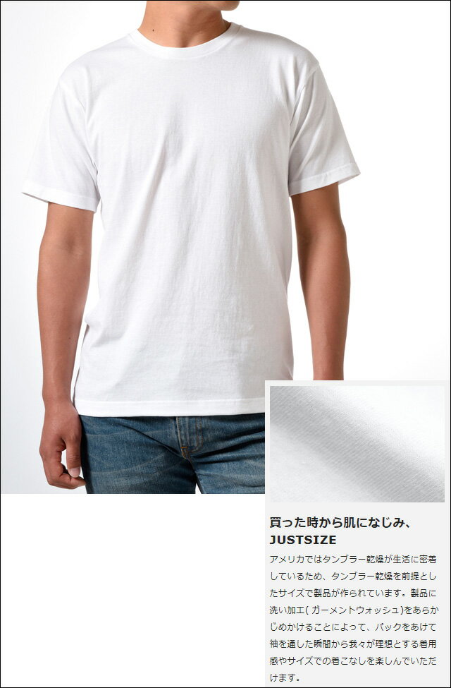 HANES ヘインズ ジャパンフィット ブルーパック クルーネックTシャツ(2枚組)【H5210】 WHITE メンズ レディース 夏用 カジュアル シンプル 無地