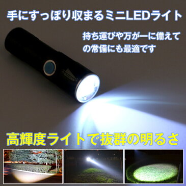 【送料無料】おすすめ アウトドア USB充電式 ミニ 小型 LEDライト 明るい 防水 高輝度 コンパクト ズーム機能 電池交換不要 省エネ 災害 アウトドア 散歩 ny225