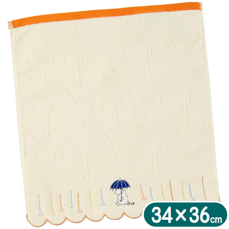 ウォッシュタオル ムーミン 雨と傘 ハンドタオル 丸眞 MOOMIN キャラクター グッズ タオル 綿100% アッ..