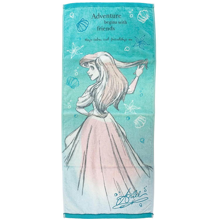 ashop03のアリエル フェイスタオル メロウラグーン 丸眞 34×80cm ディズニー プリンセス リトルマーメイド グッズ キャラクター タオル 抗菌防臭加工｜アングル2