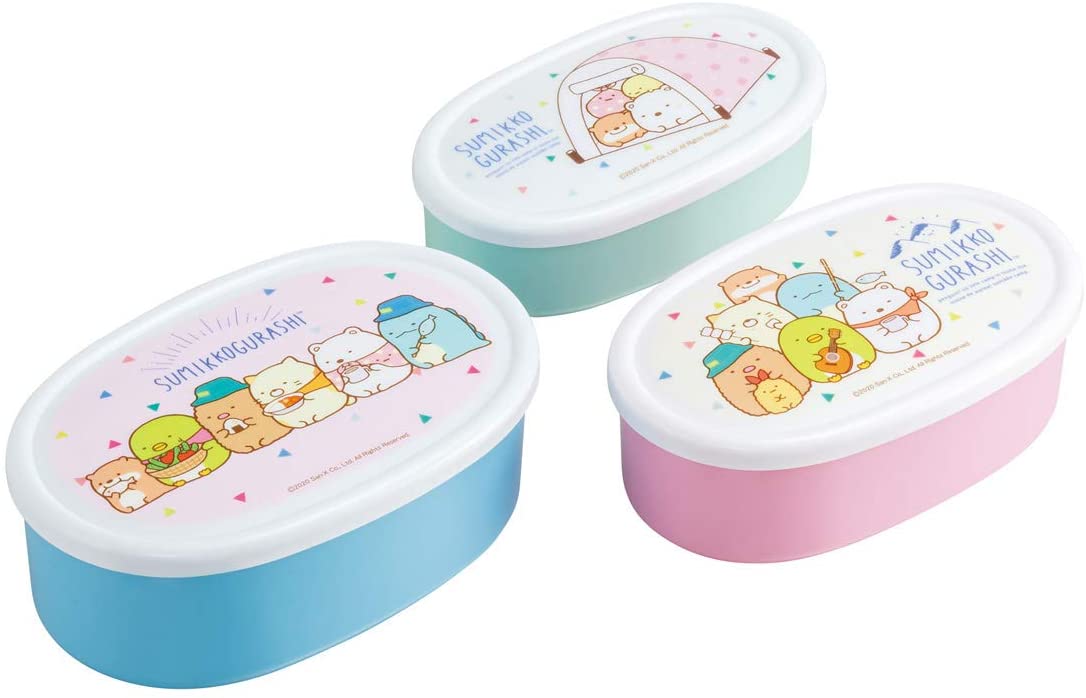SRS3SAG すみっコぐらし キャンプ 抗菌 シール容器 サンエックス キャラクター 保存容器 3個組 ランチボックス スケーター 日本製