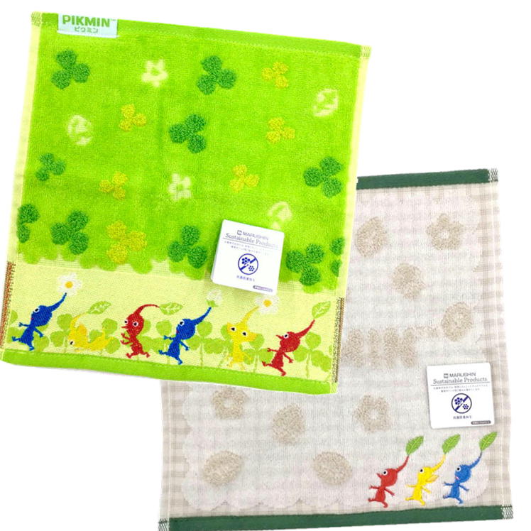 ピクミン ミニタオル ピクミンマーチ ピクミンワールド タオルハンカチ 丸眞 任天堂 キャラクター タオル 綿100% 抗菌防臭加工のサムネイル