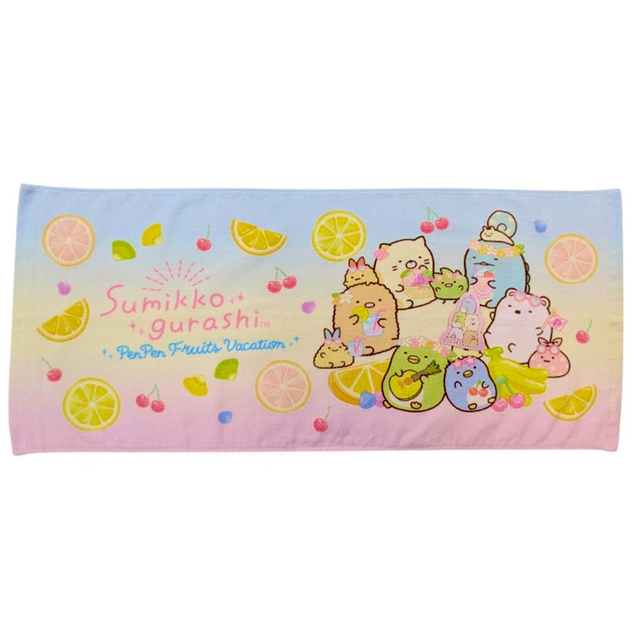 ashop03のすみっコぐらし フェイスタオル 2枚セット 犬飼タオル 約34×80cm しろくまのおかあさん フルーツバケーション シャーリング 染料プリント｜アングル3