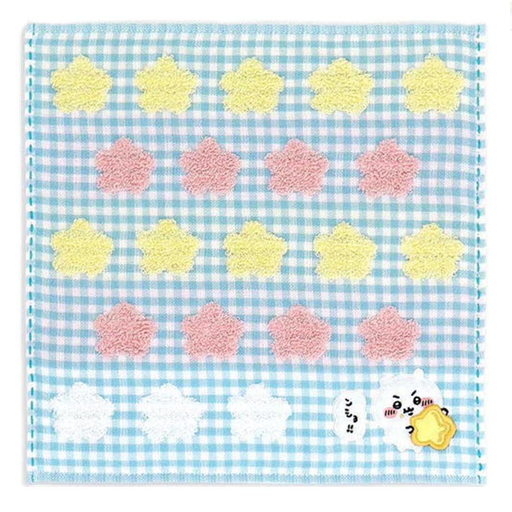 ちいかわ タオルハンカチ スター キャラクター はんかち ハンドタオル ガーゼ アップリケ 刺繍 パイル ナガノ タオル美術館