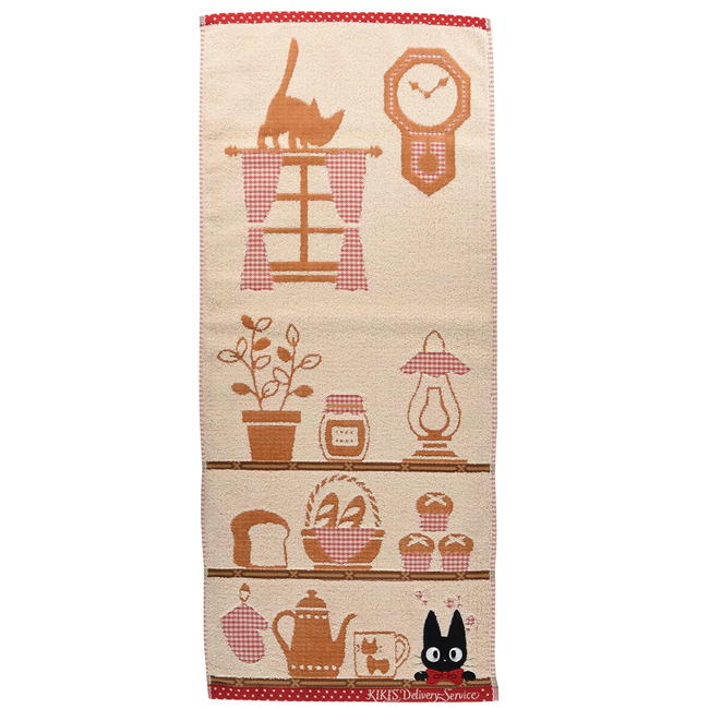 ashop03の魔女の宅急便 フェイスタオル シェルフ ジジ 丸眞 34×80cm スタジオジブリ グッズ キャラクター タオル アップリケ 刺しゅう｜アングル2