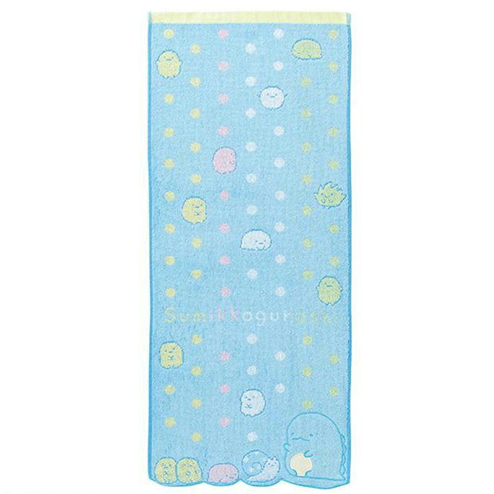 すみっコぐらし カラフルドット フェイスタオル サンエックス キャラクター 34×80cm 丸眞 6575009200ブルー