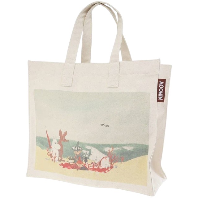 樂天商城 - ムーミン トートバッグ 海辺のピクニック MOOMIN 北欧 キャラクター グッズ 丸眞 A4 トートバッグ 帆布 キャンバス生地 かわいい