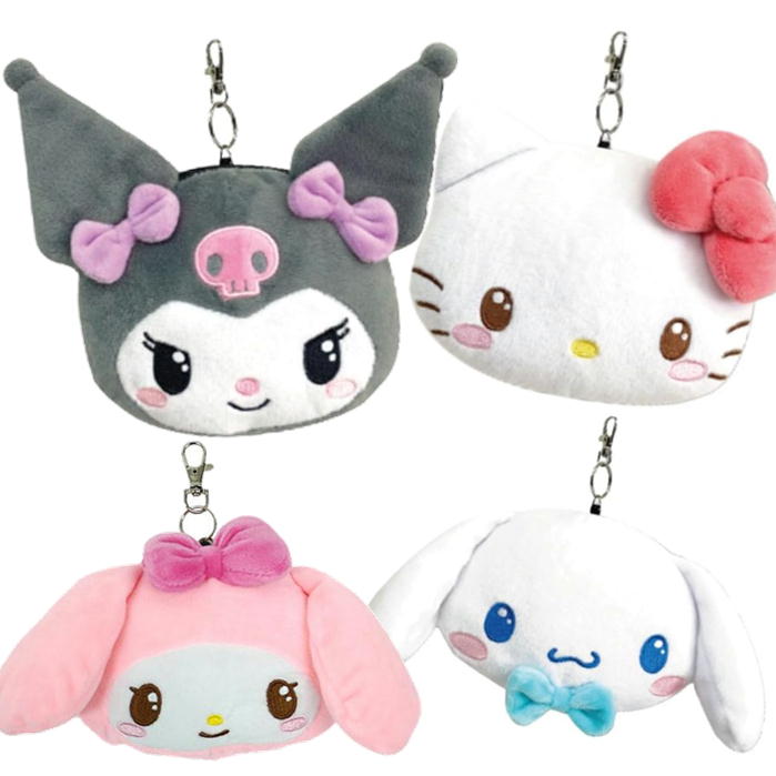 パスケース サンリオ キャラクター フェイスリール キラカワ マスコット キーホルダー キティ マイメロ..