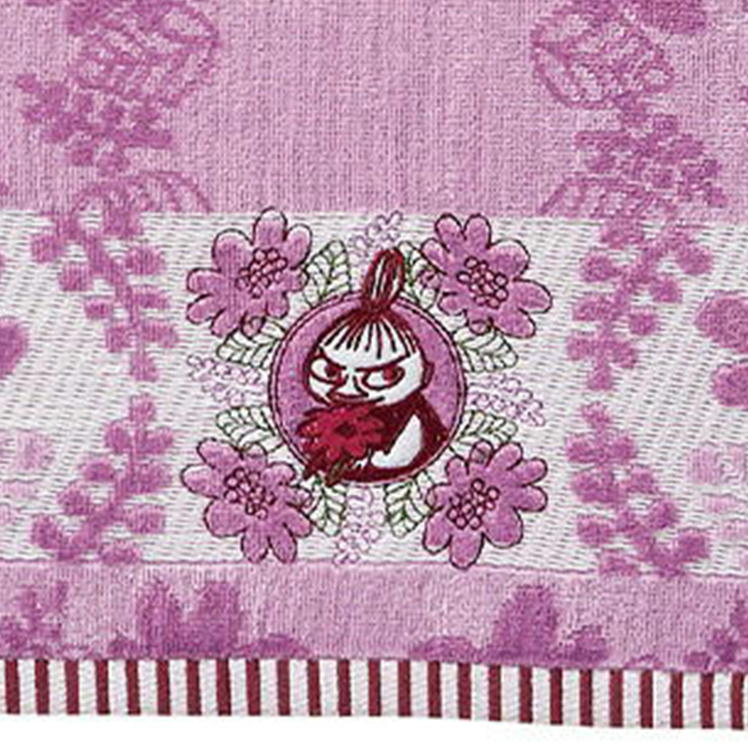 ashop03のムーミン フェイスタオル キルティングパープル リトルミイ 丸眞 MOOMIN グッズ キャラクター 抗菌防臭加工 アップリケ 34×80cm｜アングル3