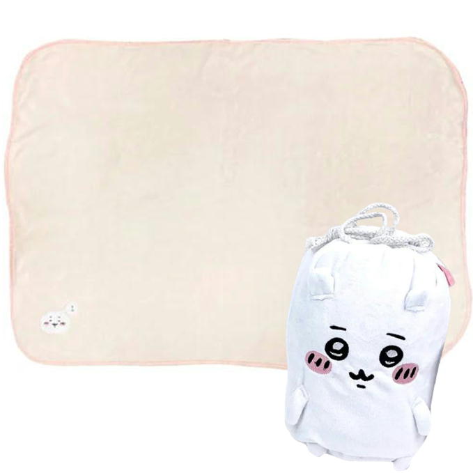 ちいかわ ひざ掛け ブランケット マスコット巾着付き ふわふわ ちいかわ ハチワレ うさぎ 毛布 クォーターケット 70×100cm キャラクター 丸眞