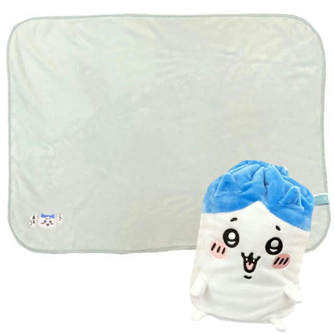 ちいかわ ひざ掛け ブランケット マスコット巾着付き ふわふわ ちいかわ ハチワレ うさぎ 毛布 クォーターケット 70×100cm キャラクター 丸眞 [2]