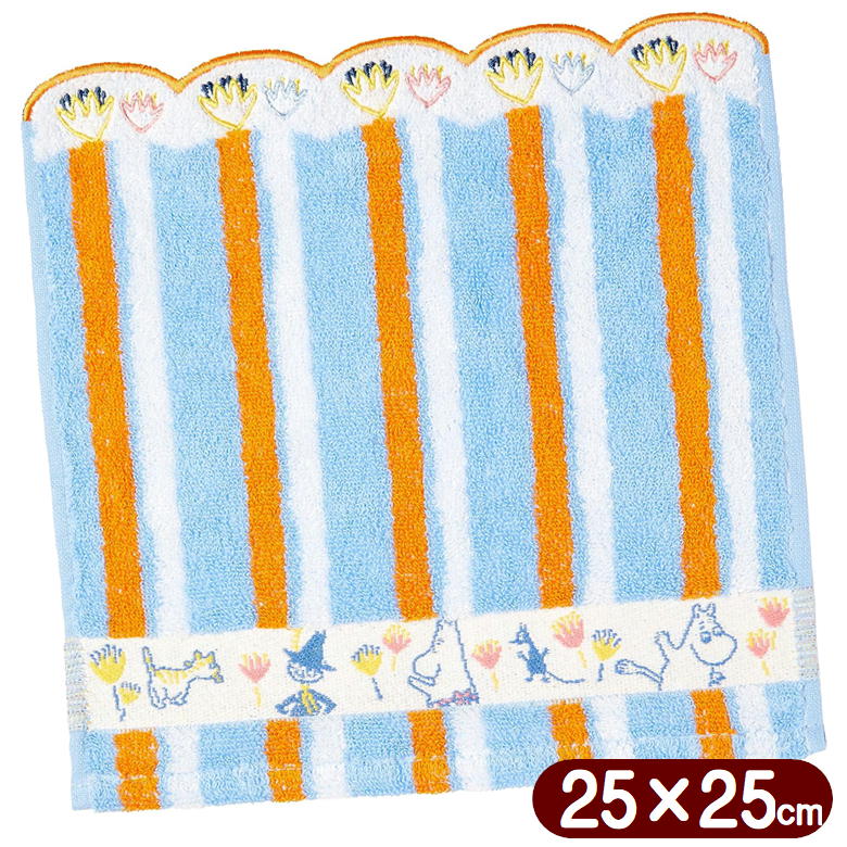 樂天商城 - ムーミン ストライプカラフル タオルハンカチ MOOMIN キャラクター グッズ ミニタオル 丸眞 25×25cm オーガニックコットン