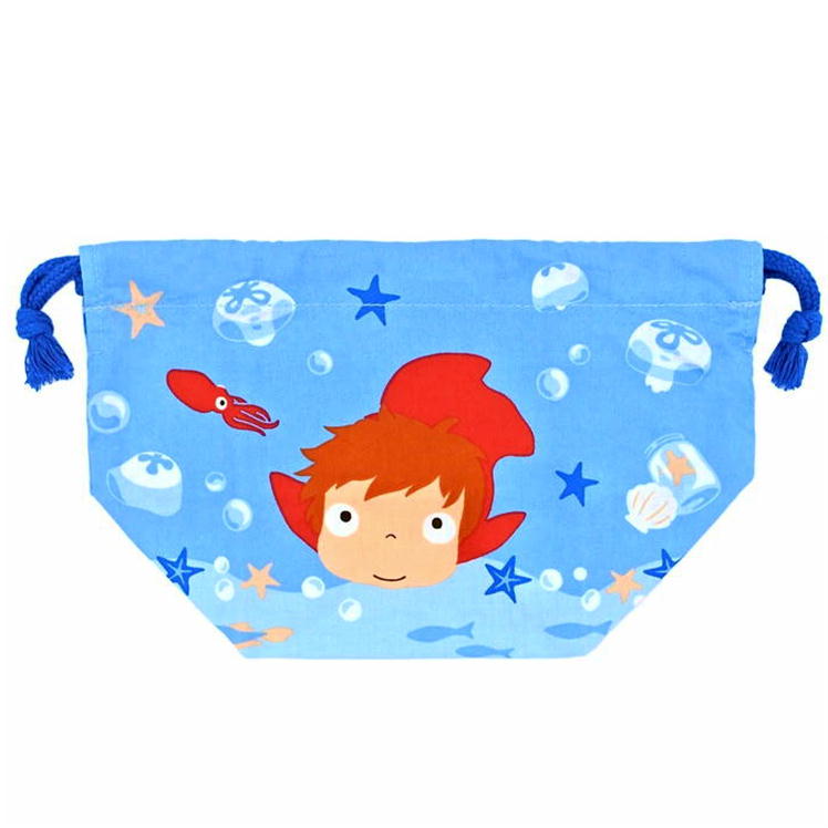 樂天商城 - 崖の上のポニョ ポニョのうみ ランチ巾着 ジブリ キャラクター お弁当袋 マチ付き巾着 巾着 巾着袋 子供 ランチ袋 丸眞