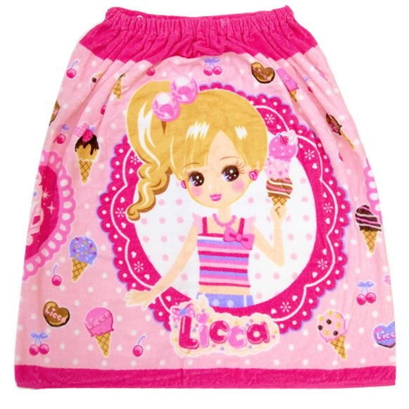 ラップタオル リカちゃん 巻きタオル 女の子 キャラクター プールタオル 60cm丈 ピンク 林 マキタオルM 234572