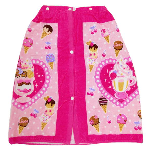ラップタオル リカちゃん 巻きタオル 女の子 キャラクター プールタオル 60cm丈 ピンク 林 マキタオルM 234572