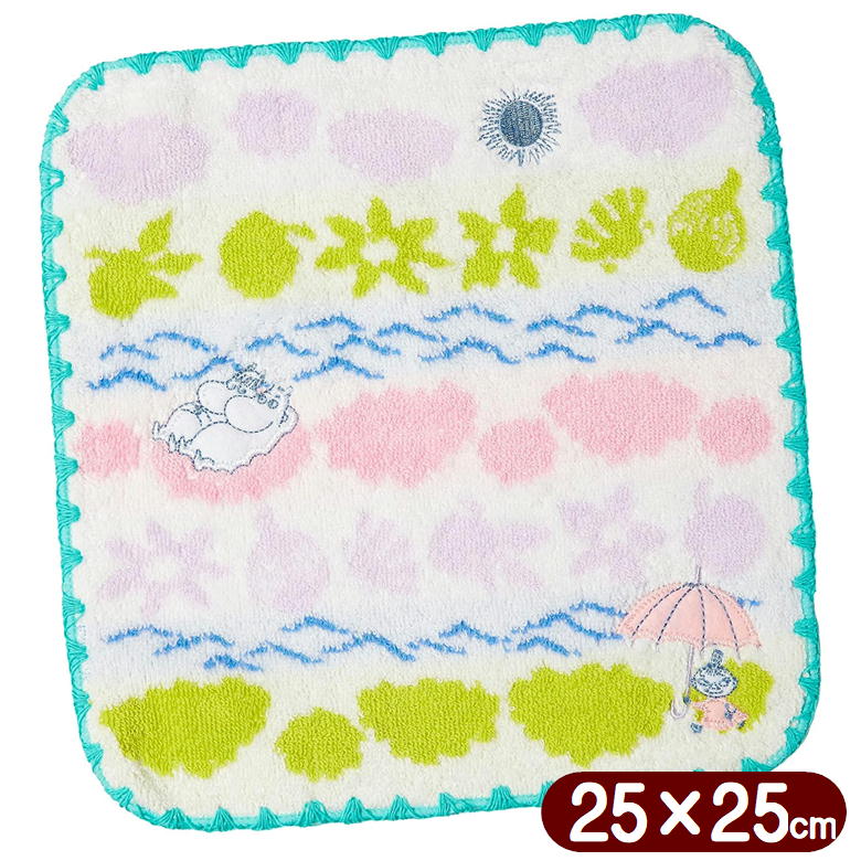 樂天商城 - ムーミン ぷかぷか雲 タオルハンカチ リトルミイ MOOMIN キャラクター グッズ ミニタオル 丸眞 25×25cm オーガニックコットン